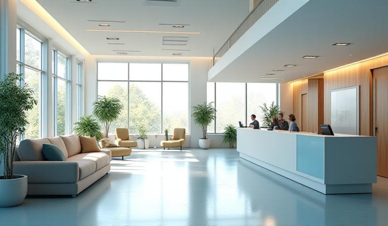 病院の広々とした受付ホール